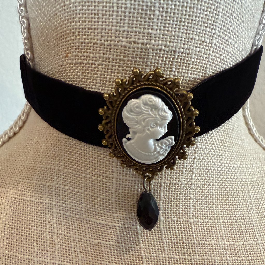 Acrylic Cameo Choker On Ribbon
